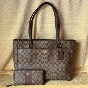 Large Coach Tote with Coach Wallet